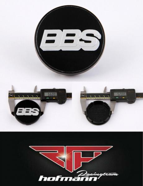 schwarz / chrom 56 mm 09.24.257 / 10023596 BBS Felgendeckel Embleme